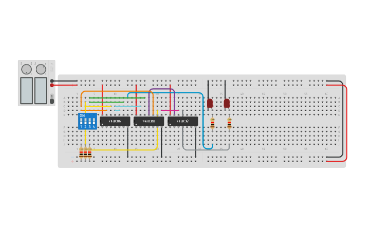 Circuit design full adder - Tinkercad