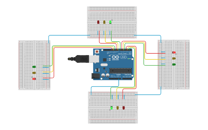 Circuit design traffic light - Tinkercad