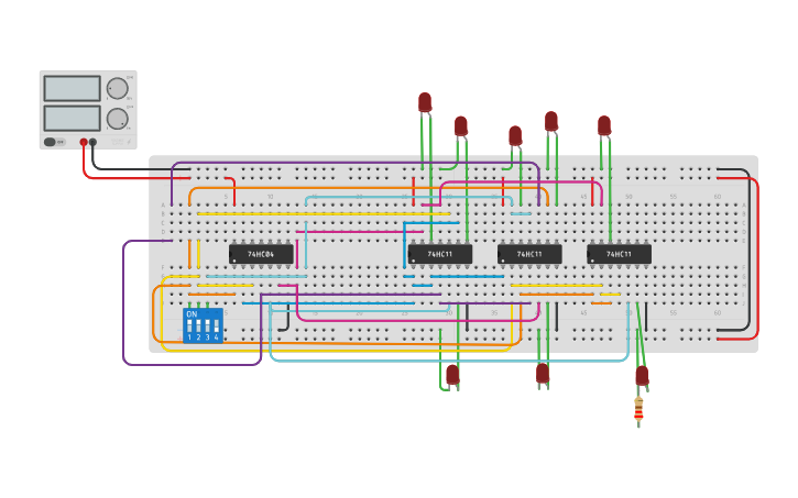 Circuit design 3 to 8 decoder - Tinkercad