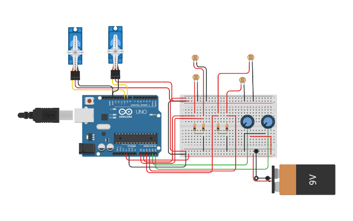 Circuit design Solar Tracker By Using Arduino And Servo Motor - Tinkercad