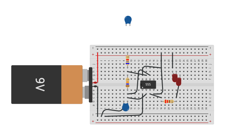 Circuit design blinking lights - Tinkercad