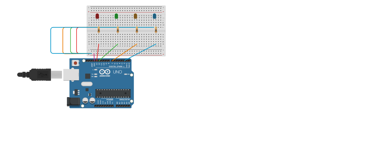 Circuit design Traffic light system - Tinkercad
