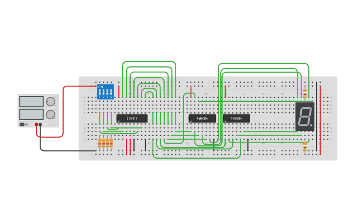 Circuit design BCD to 7 segment decoder anode2 - Tinkercad