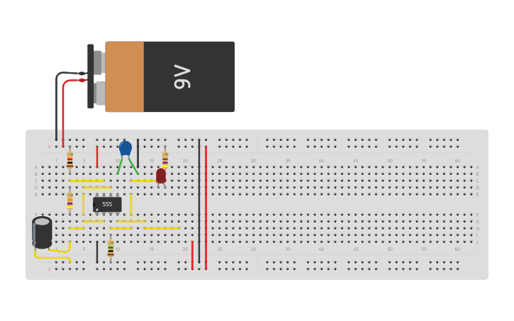 Circuit design Timer 555 - Tinkercad