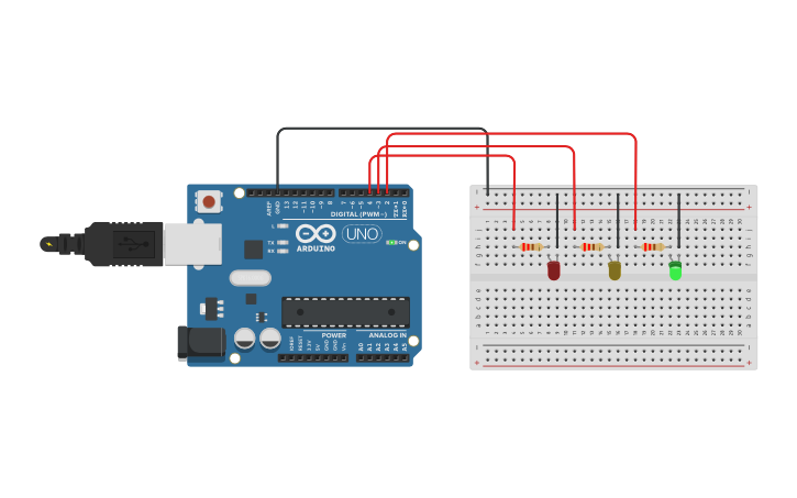 Circuit design Stop Light - Tinkercad