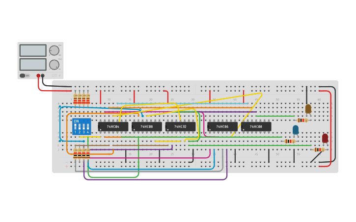 Circuit design comparador_2_bits - Tinkercad