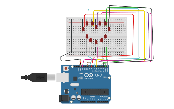 Circuit design figura con leds - Tinkercad