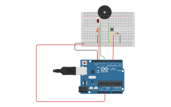 Circuit design Push button - Tinkercad