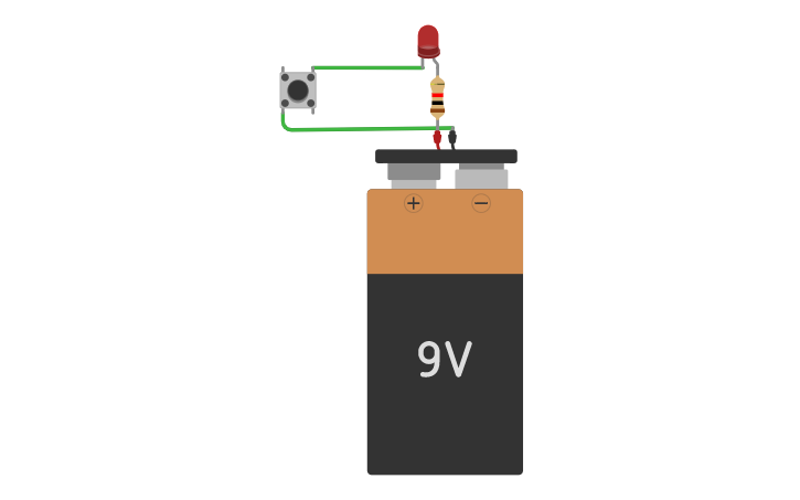 Circuit design Led with Button - Tinkercad