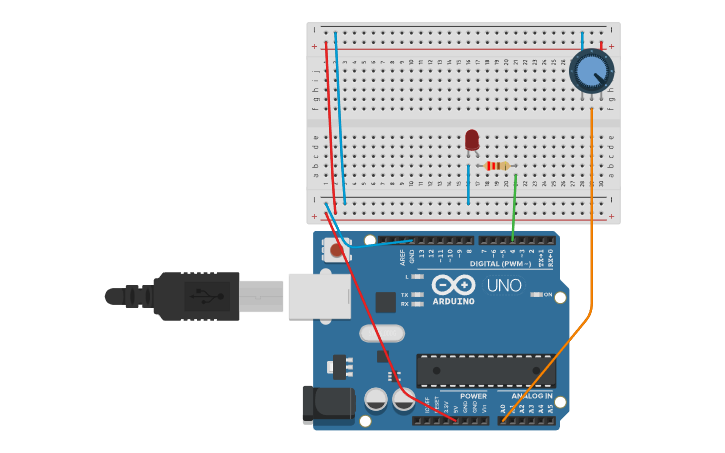Circuit design Arduino Dimmer - with code - Tinkercad