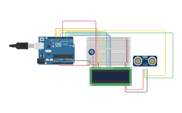 Circuit design Distance Sensor - Tinkercad
