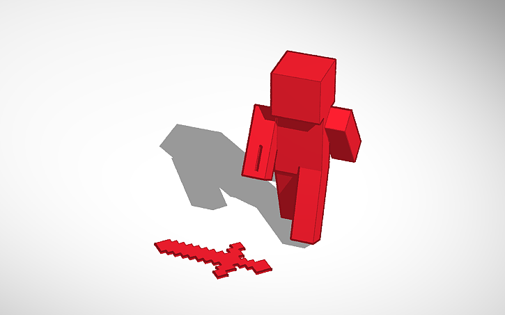 3D design Minecraft Steve with Sword - Tinkercad