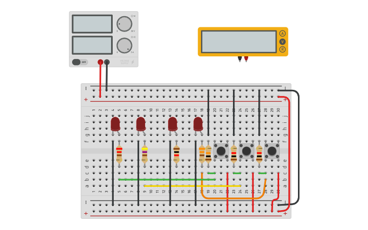 Circuit design PULSADORES PULL UP Y PULL DOWN - Tinkercad