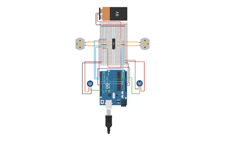 Arduino Diff Drive Circuit design L293D+Arduino Differential Drive - Tinkercad