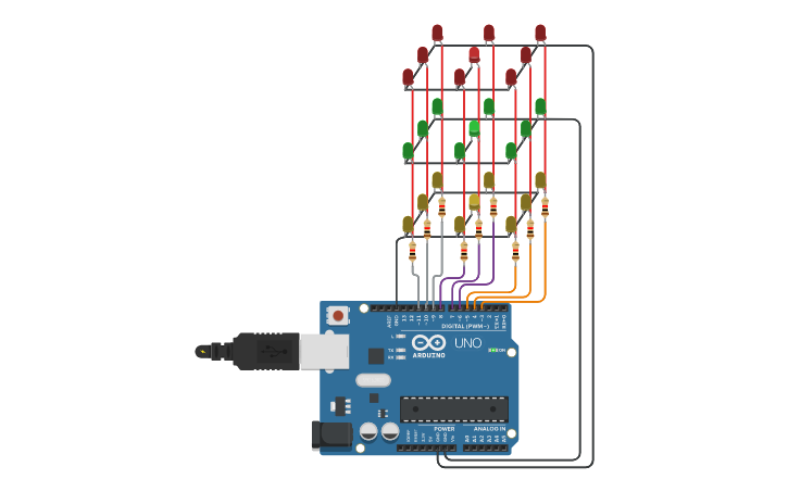Circuit design CUBO DE LED - Tinkercad