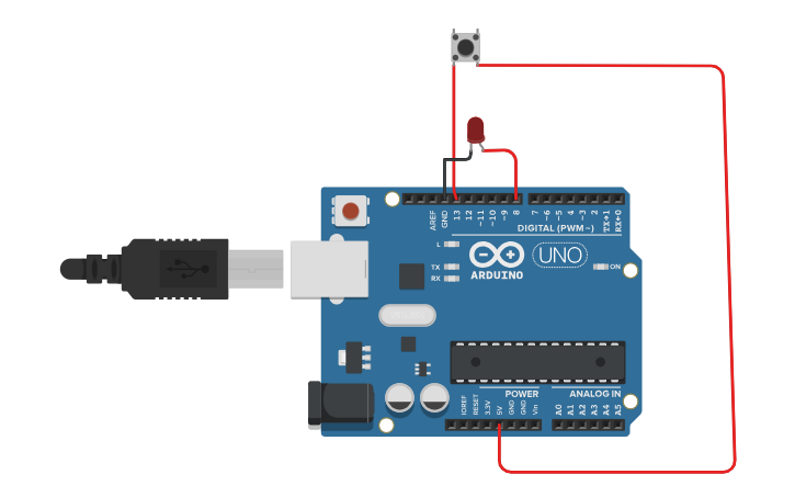 Circuit design switch and led - Tinkercad