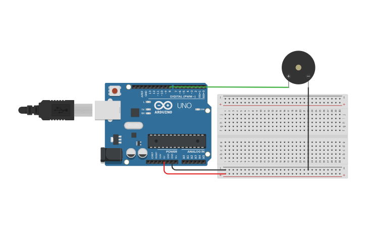 Circuit design Buzzer sample - Tinkercad