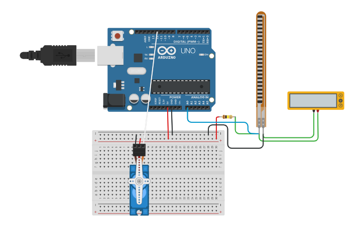 Circuit design Flex Sensor Controlled Servo Motor - Tinkercad