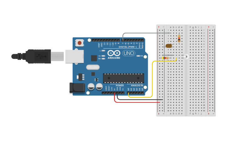 Circuit design Practica 17: Fototransistor con Arduino - Tinkercad