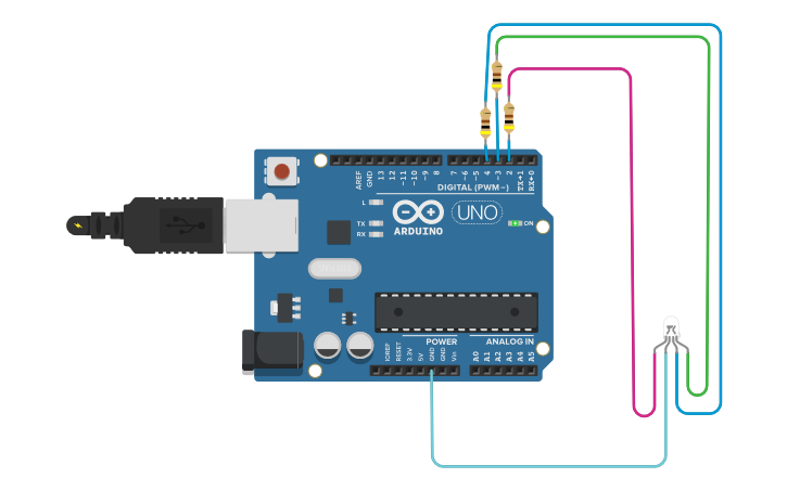 Circuit design one color LED - Tinkercad