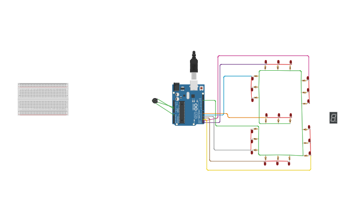 Circuit design 7 LED Segment display - Tinkercad