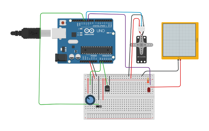 Circuit design Arduino with sensors and actuators - Tinkercad