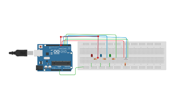 Circuit design multiple lights - Tinkercad