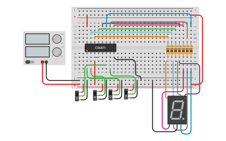 Circuit design Display de 7 segmentos - Tinkercad