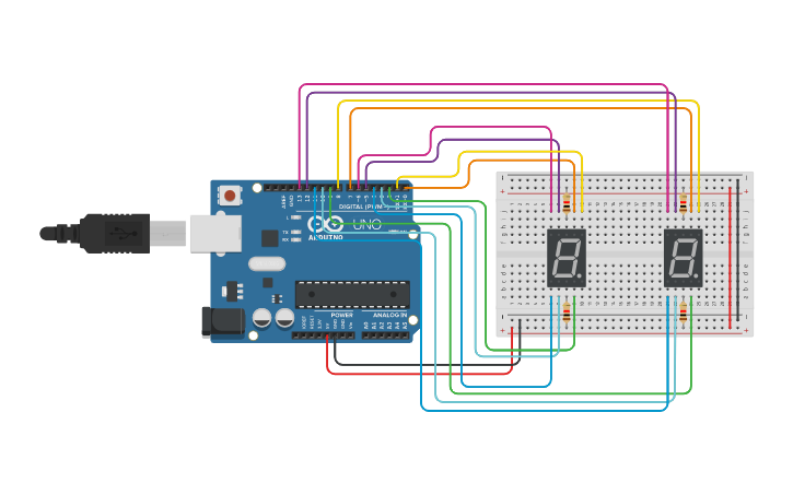 Circuit design Arduino Seven Segment Display - Tinkercad