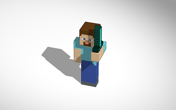 3D design Steve with diamond sword - Tinkercad