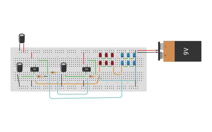 Circuit design police lights - Tinkercad
