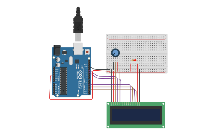 Circuit design LCD ekran Bağlama 1 - Tinkercad