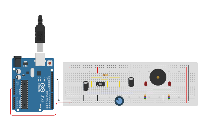 Circuit design Screaming Siren LED Lights 2.0 - Tinkercad