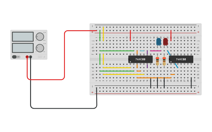 Circuit design half adder using NAND Gate - Tinkercad