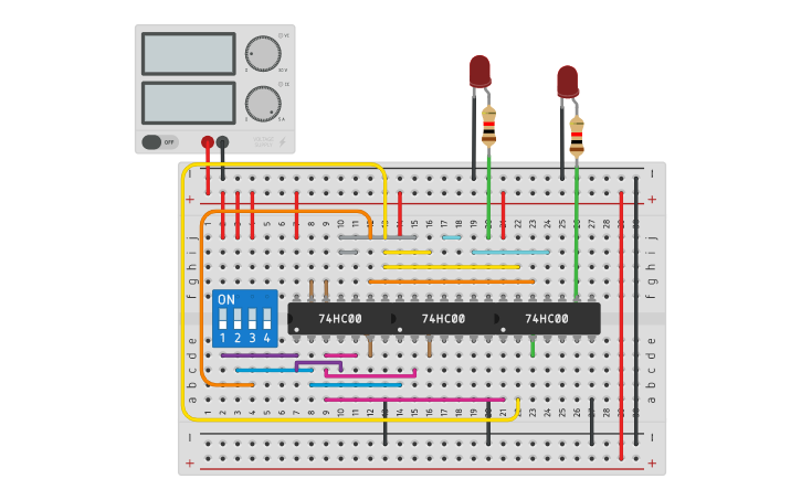 Circuit design Exp.4 : Full Adder using NAND gates - Tinkercad