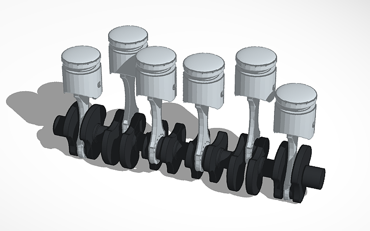 3D design 6 Stroke Engine Crankshaft and Pistons - Tinkercad