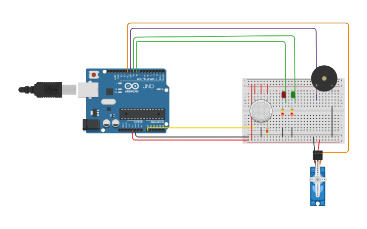Circuit design Arduino gas sensor - Tinkercad