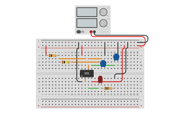 Circuit design Simple LED Flasher with 555 timer - Tinkercad