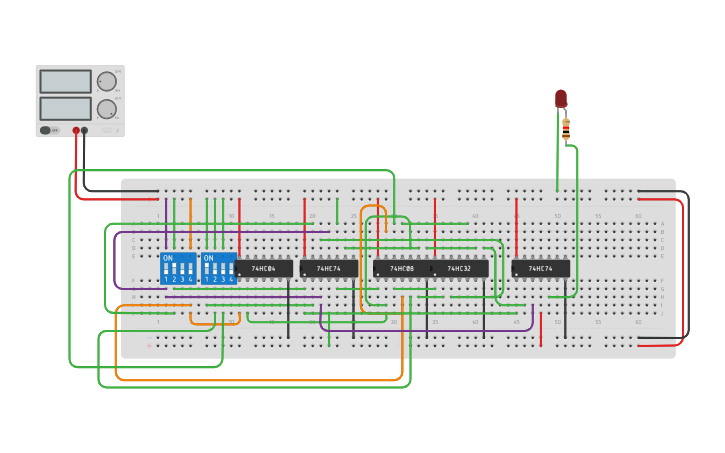 Circuit design PISO shift register - Tinkercad