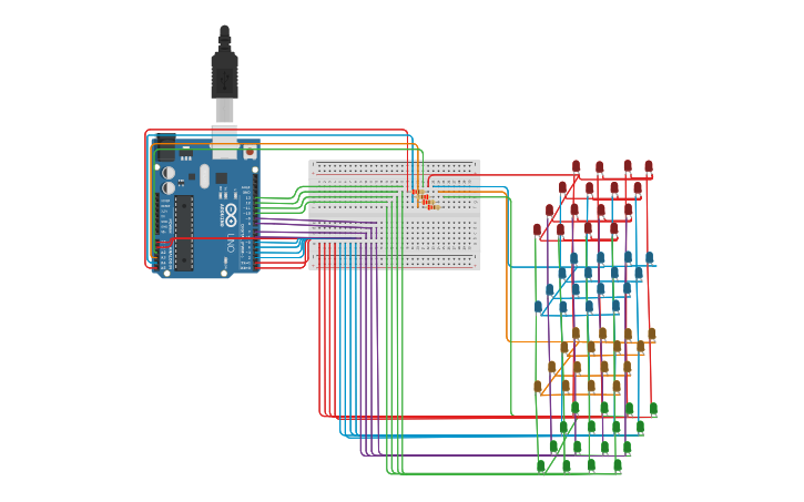 Circuit design Arduino 4x4x4 Cube Project - Tinkercad