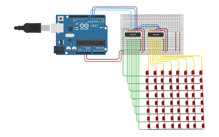 Circuit design LED Matrix - Tinkercad