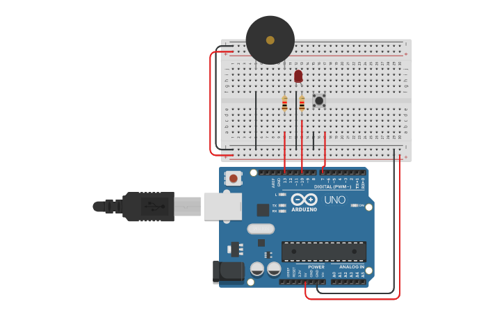 Circuit design Panic button - Tinkercad