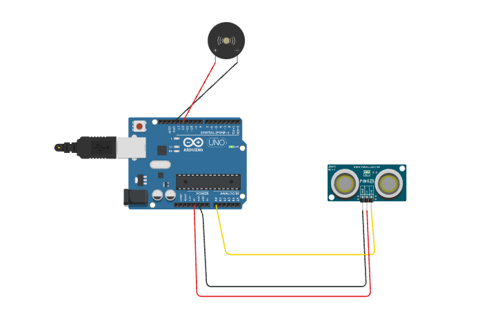 Circuit design Sensor de reversa - Tinkercad