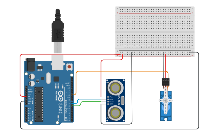 Circuit design Range Sensor - Tinkercad