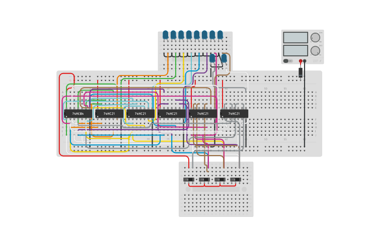 Circuit design BCD TO DECIMAL DECODER - Tinkercad