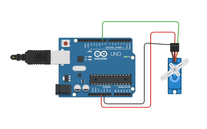 Circuit design Control servo motor - Tinkercad