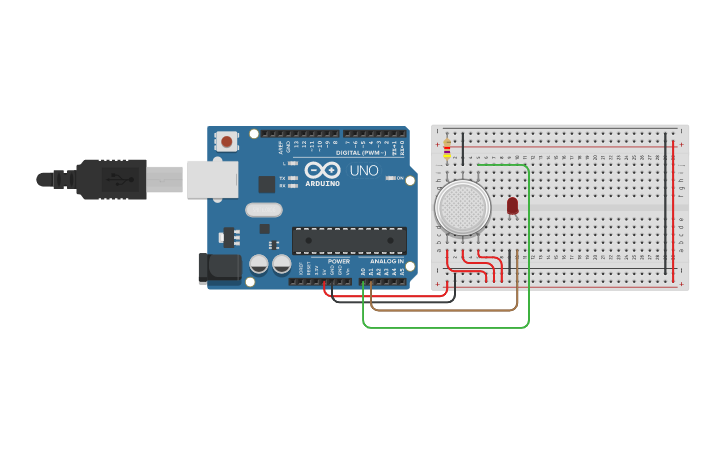 Circuit design ARDUINO-GAS SENSOR - Tinkercad