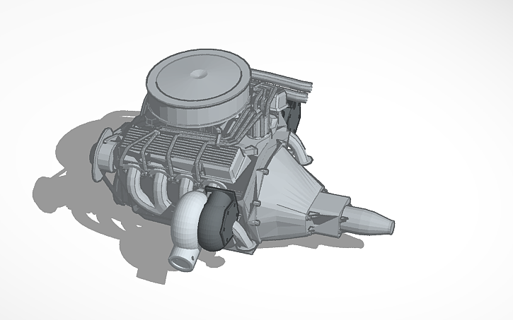 3D design twin turbo engine - Tinkercad