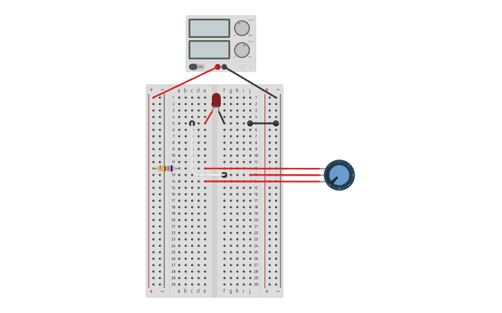 Circuit design Encendido de un led con un potenciometro - Tinkercad