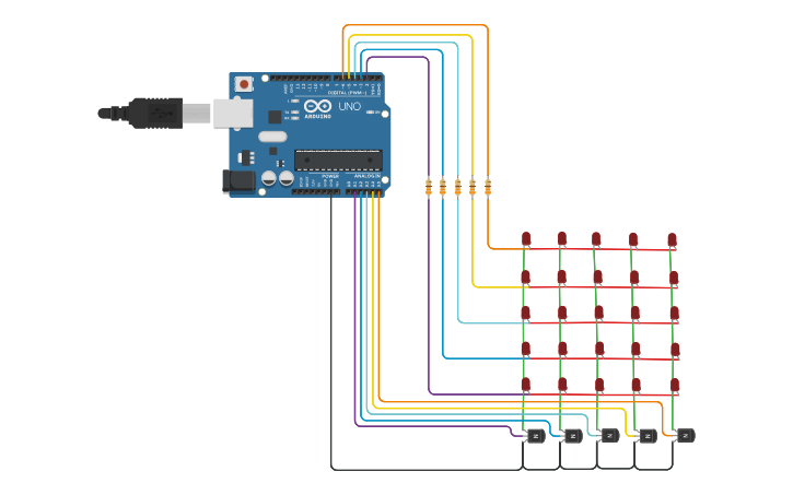 Circuit design Led Matrix 5x5 - Tinkercad